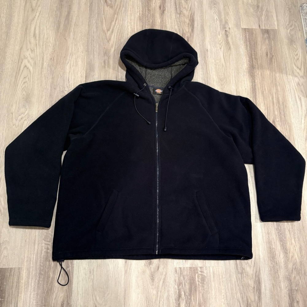 Black Zip-Up Sweater Fuzzy Soft Warm Dickies